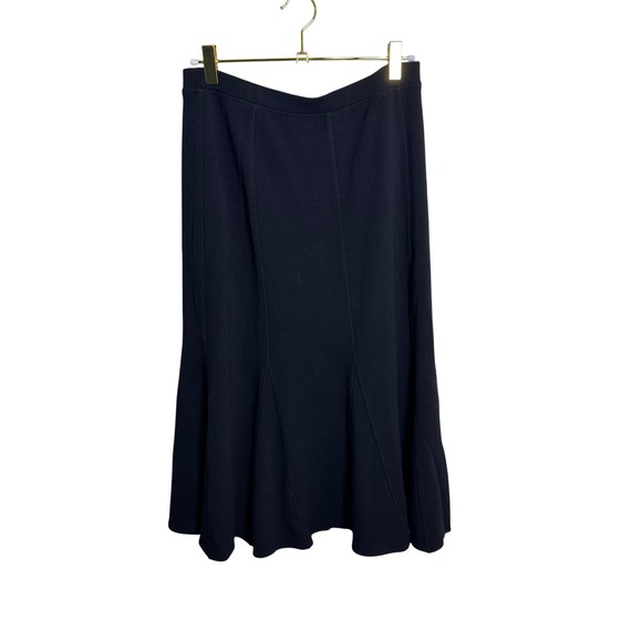 Eileen Fisher Petite Sm Black Midi Pleated Wool Skirt Made In USA Italian Fabric - Picture 1 of 4
